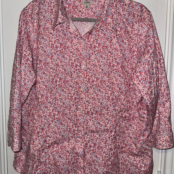 LL Bean  Floral pink Shirt - Picture 4 of 6